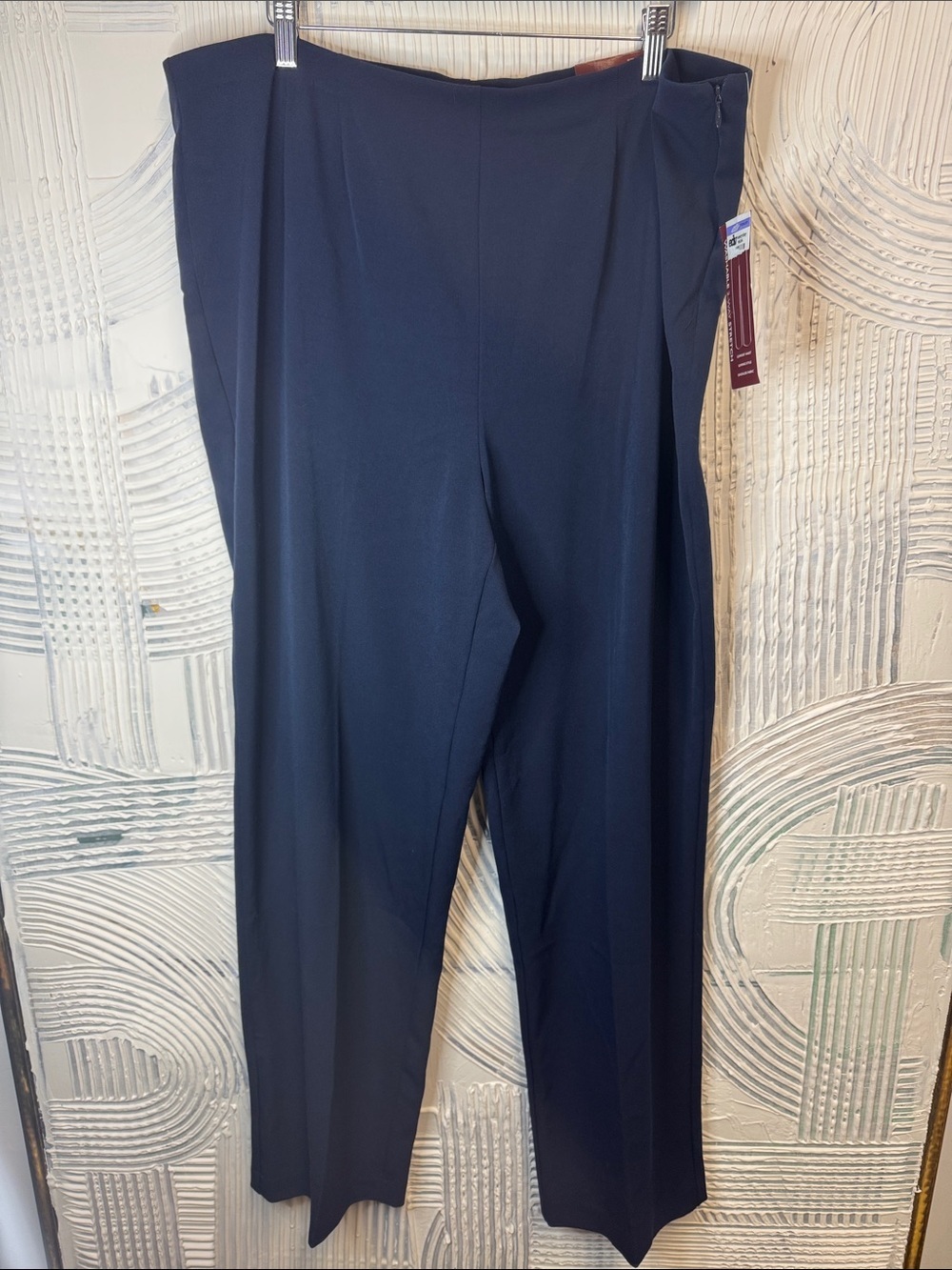 JM Collection Navy Ankle-Length Trousers N0460